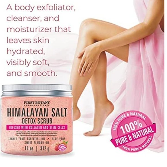 Himalayan Salt Body Scrub with Collagen and Stem Cells - Natural Exfoliating Sal - Picture 3 of 4